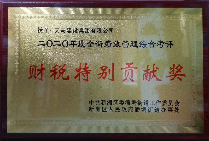 2020年度潘塘街績(jī)效管理綜合考評(píng)財(cái)稅特別貢獻(xiàn)獎(jiǎng)